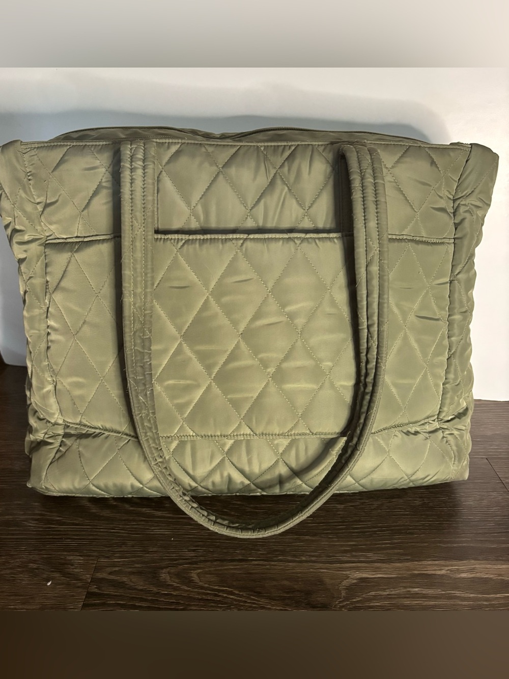 Vera Bradley Lighten Up Travel Tote Olive Green Floral Lining Quilted Carry-On